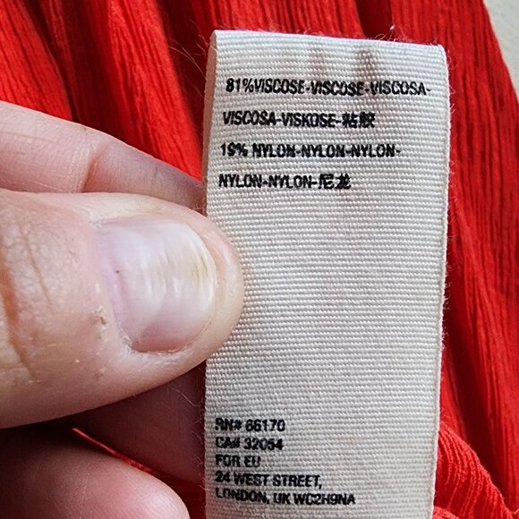 Free People Bright Red/Orange V-Neck Crossover Blouse Size Medium - Picture 11 of 16